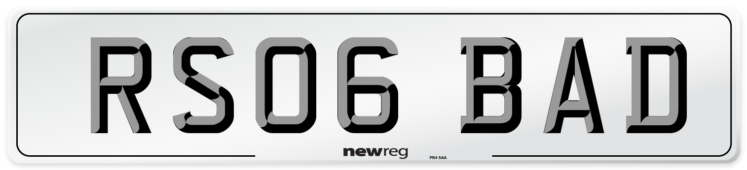 RS06 BAD Number Plate from New Reg